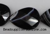 CAG4030 15.5 inches 15*20mm faceted flat teardrop black agate beads