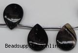 CAG4044 Top-drilled 13*18mm flat teardrop black agate beads