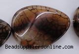 CAG4101 15.5 inches 30*40mm twisted flat teardrop dragon veins agate beads