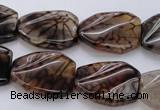 CAG4111 15.5 inches 18*25mm twisted rectangle dragon veins agate beads