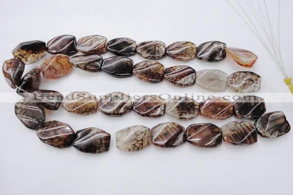 CAG4111 15.5 inches 18*25mm twisted rectangle dragon veins agate beads