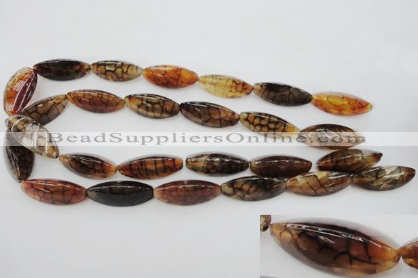 CAG4160 15.5 inches 12*30mm trihedron dragon veins agate beads