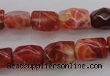 CAG4177 15.5 inches 10*14mm faceted nuggets natural fire agate beads