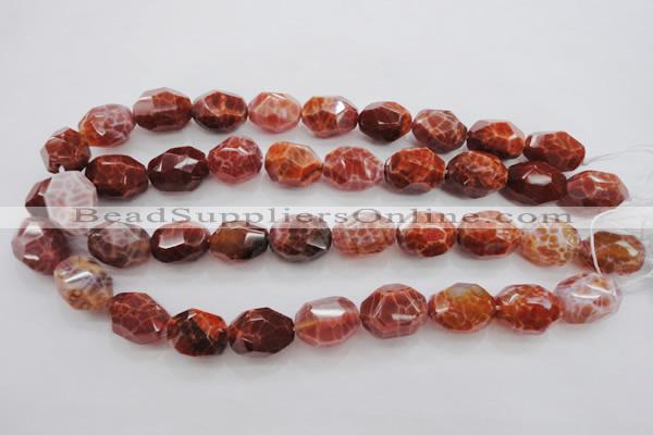 CAG4178 15.5 inches 15*20mm faceted nuggets natural fire agate beads