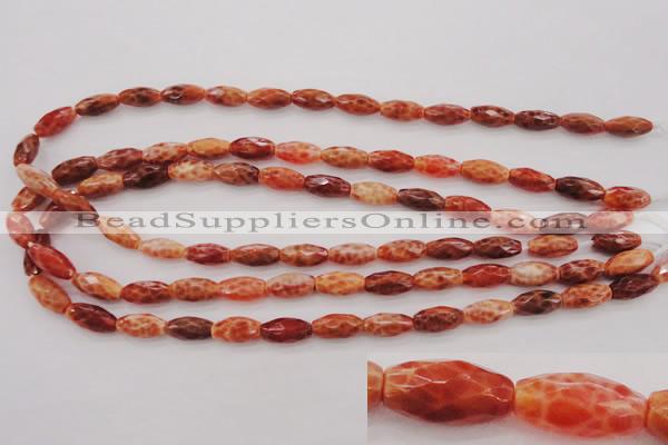 CAG4194 15.5 inches 8*14mm faceted rice natural fire agate beads