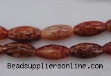 CAG4195 15.5 inches 8*16mm faceted rice natural fire agate beads