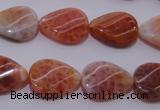 CAG4245 15.5 inches 13*18mm twisted flat teardrop natural fire agate beads