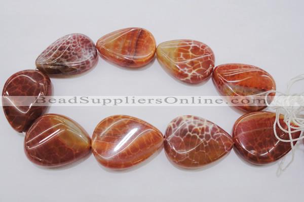 CAG4248 15.5 inches 30*40mm twisted flat teardrop natural fire agate beads