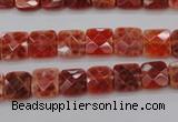 CAG4250 15.5 inches 8*8mm faceted square natural fire agate beads