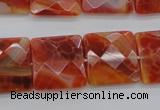 CAG4253 15.5 inches 18*18mm faceted square natural fire agate beads