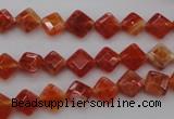 CAG4260 15.5 inches 6*6mm faceted diamond natural fire agate beads