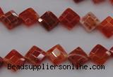 CAG4261 15.5 inches 8*8mm faceted diamond natural fire agate beads