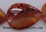 CAG4277 15.5 inches 30*40mm faceted flat teardrop natural fire agate beads