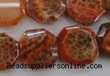 CAG4290 15.5 inches 20*20mm octagonal natural fire agate beads