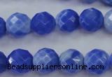 CAG4312 15.5 inches 8mm faceted round dyed blue fire agate beads