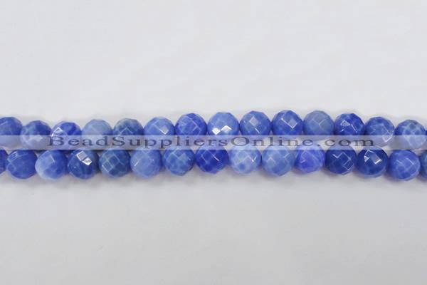 CAG4313 15.5 inches 10mm faceted round dyed blue fire agate beads