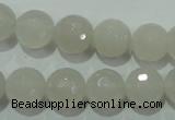 CAG4351 15.5 inches 10mm faceted round white agate beads wholesale