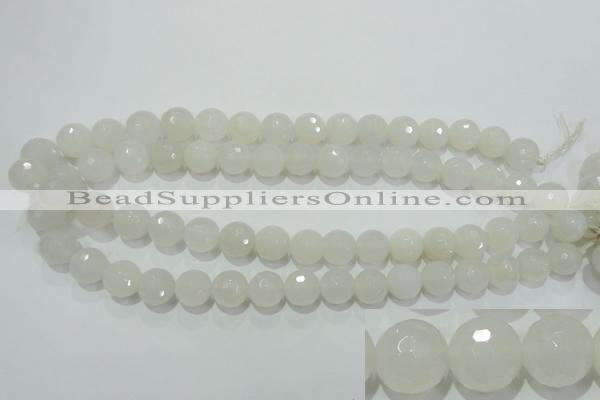 CAG4352 15.5 inches 12mm faceted round white agate beads wholesale