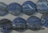 CAG4380 15.5 inches 16mm flat round dyed blue lace agate beads