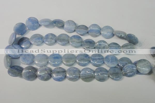 CAG4382 15.5 inches 20mm flat round dyed blue lace agate beads