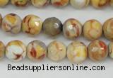 CAG4482 15.5 inches 6mm faceted round fire crackle agate beads