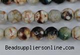 CAG4483 15.5 inches 6mm faceted round fire crackle agate beads