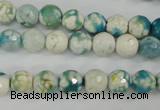 CAG4492 15.5 inches 8mm faceted round fire crackle agate beads