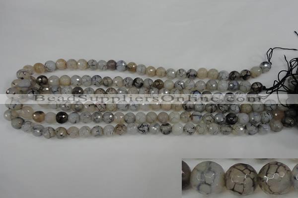 CAG4498 15.5 inches 8mm faceted round fire crackle agate beads