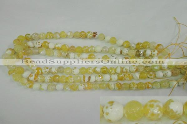 CAG4502 15.5 inches 8mm faceted round fire crackle agate beads