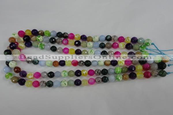 CAG4504 15.5 inches 8mm faceted round fire crackle agate beads