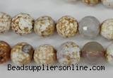 CAG4521 15.5 inches 10mm faceted round fire crackle agate beads