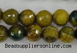 CAG4541 15.5 inches 12mm faceted round fire crackle agate beads