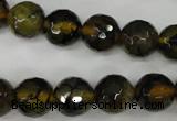 CAG4543 15.5 inches 12mm faceted round fire crackle agate beads