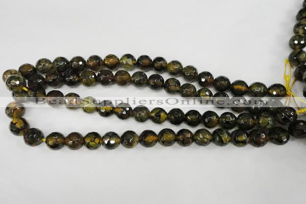 CAG4543 15.5 inches 12mm faceted round fire crackle agate beads