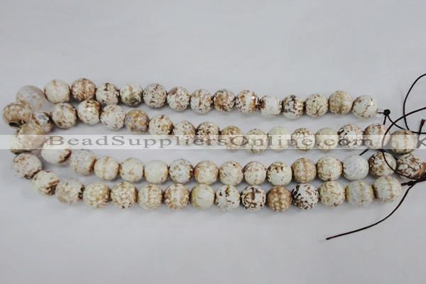 CAG4546 15.5 inches 12mm faceted round fire crackle agate beads