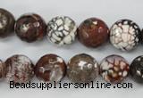 CAG4547 15.5 inches 12mm faceted round fire crackle agate beads