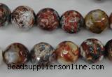 CAG4548 15.5 inches 12mm faceted round fire crackle agate beads