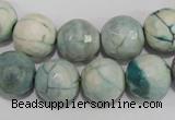 CAG4556 15.5 inches 14mm faceted round fire crackle agate beads