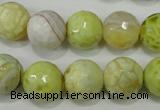 CAG4559 15.5 inches 14mm faceted round fire crackle agate beads