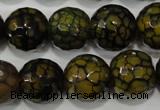 CAG4572 15.5 inches 16mm faceted round fire crackle agate beads