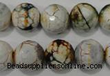 CAG4575 15.5 inches 16mm faceted round fire crackle agate beads