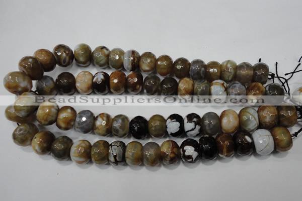 CAG4598 15.5 inches 12*16mm faceted rondelle fire crackle agate beads