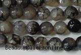 CAG4600 15.5 inches 4mm faceted round fire crackle agate beads