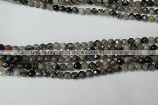 CAG4600 15.5 inches 4mm faceted round fire crackle agate beads