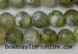 CAG4627 15.5 inches 6mm faceted round fire crackle agate beads