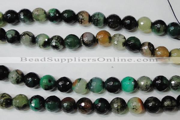 CAG4664 15.5 inches 10mm faceted round fire crackle agate beads