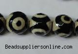 CAG4682 15.5 inches 14mm faceted round tibetan agate beads wholesale