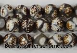 CAG4708 15 inches 10mm faceted round tibetan agate beads wholesale