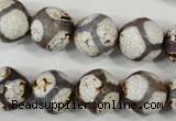 CAG4710 15 inches 14mm faceted round tibetan agate beads wholesale