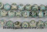 CAG4730 15 inches 8mm faceted round tibetan agate beads wholesale